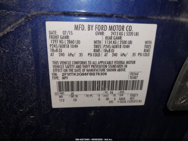 2015 FORD EDGE 2FMTK3G98FBB76309 Photo 8