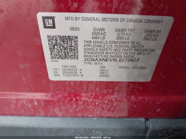 2GNAXNEV9L6270607 Chevrolet Equinox Fwd Premier 1.5l Turbo