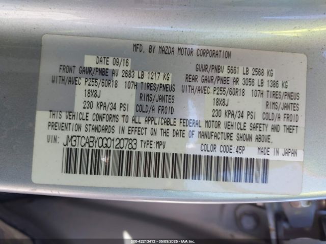 2016 MAZDA CX-9 JM3TCABY0G0120783 Photo 8