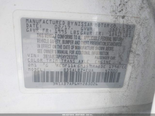 3N1AB7AP6HY283026 Nissan SENTRA S