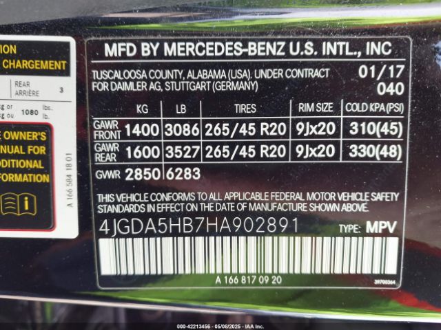 4JGDA5HB7HA902891 Mercedes-Benz Gle 350 4matic