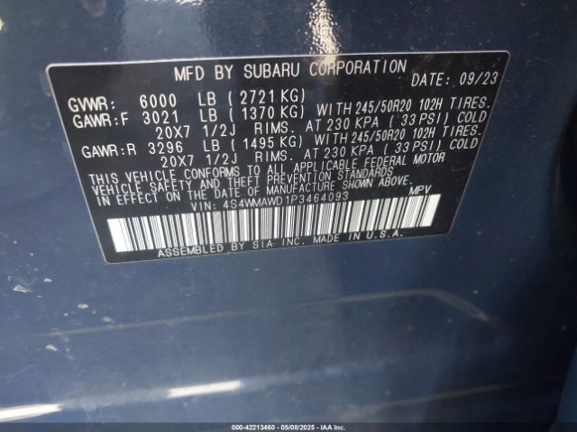 4S4WMAWD1P3464093 Subaru Ascent Touring 7-passenger