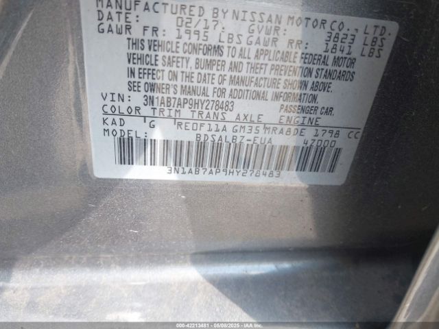 3N1AB7AP9HY278483 Nissan SENTRA S