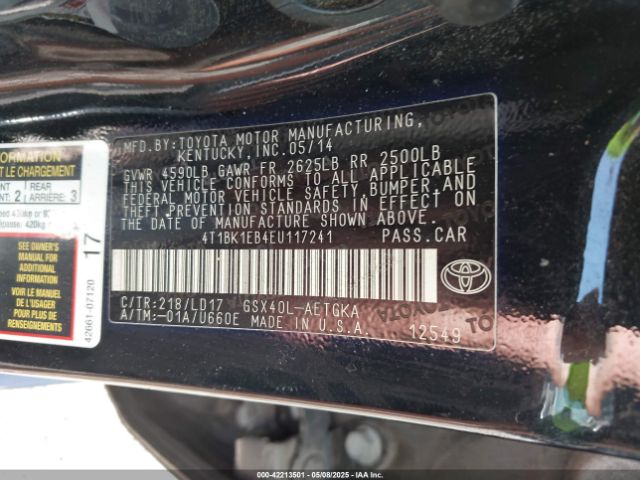 4T1BK1EB4EU117241 Toyota AVALON XLE