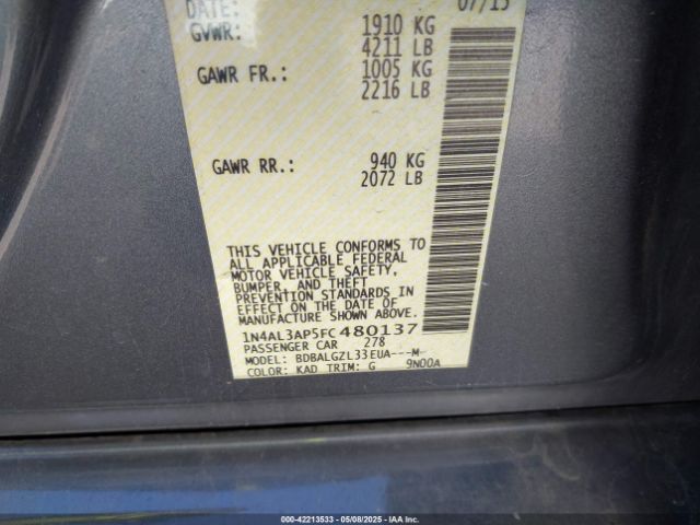 1N4AL3AP5FC480137 Nissan Altima 2.5 S