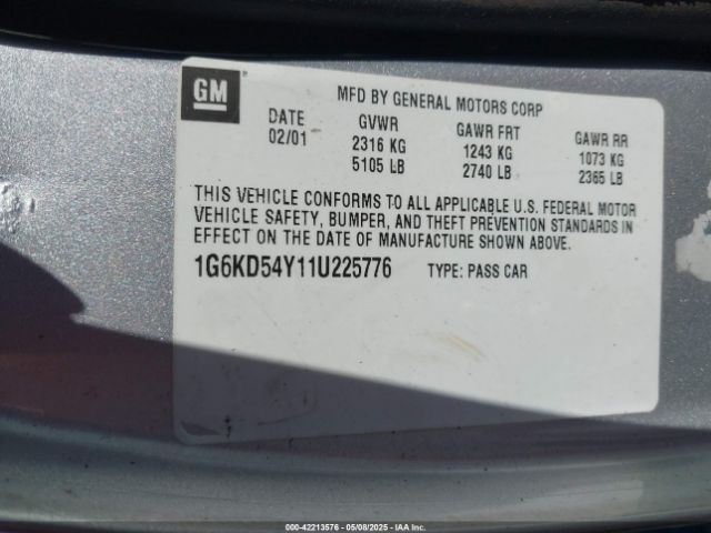 2001 CADILLAC DEVILLE 1G6KD54Y11U225776 Photo 8
