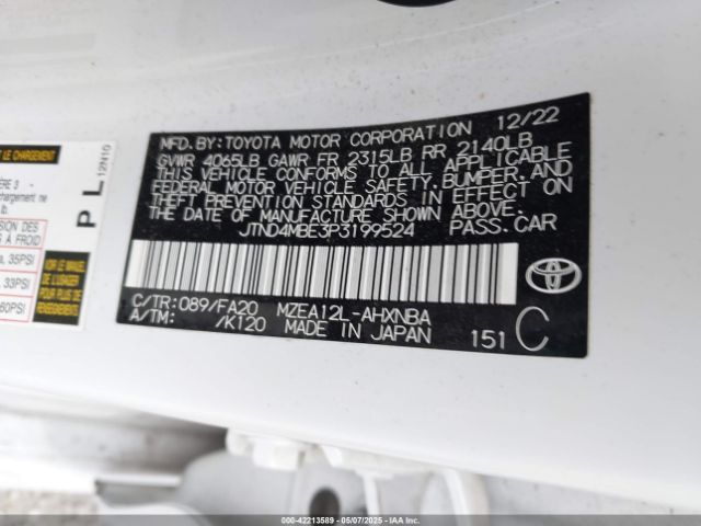 2023 TOYOTA COROLLA JTND4MBE3P3199524 Photo 8