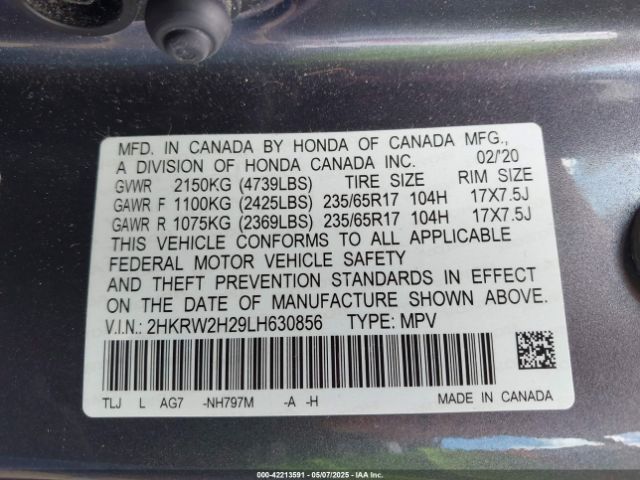 2020 HONDA CR-V 2HKRW2H29LH630856 Photo 8