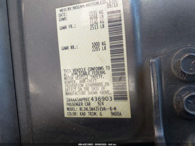 1N4AA5AP9EC436903 Nissan Maxima 3.5 Sv