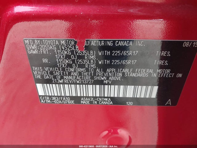 Toyota Rav4 Xle 2015 2T3WFREV7FW213727 Image 9