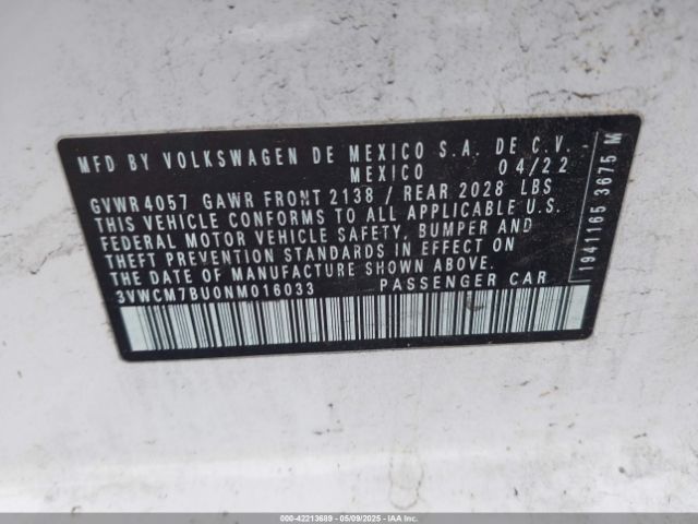 2022 VOLKSWAGEN JETTA 3VWCM7BU0NM016033 Photo 8