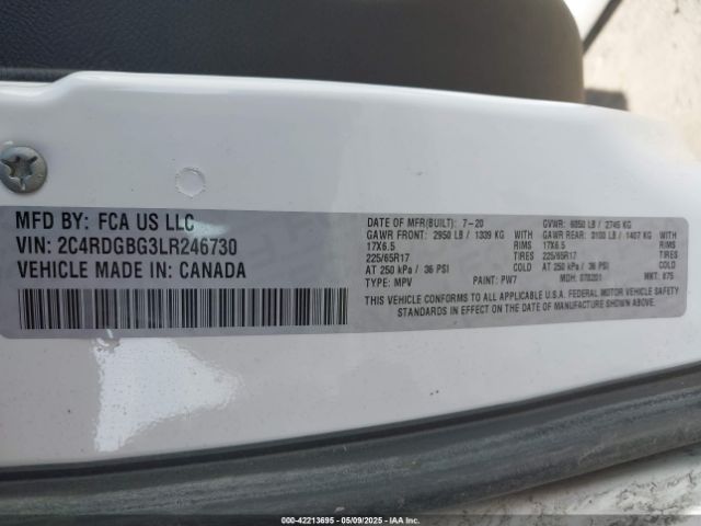 2C4RDGBG3LR246730 Dodge 2020
