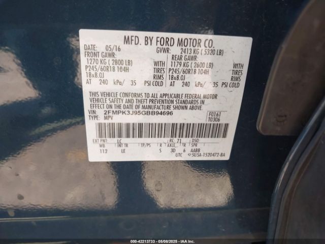 2FMPK3J95GBB94696 Ford EDGE SEL
