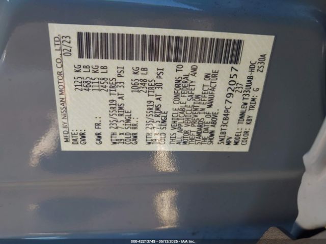 5N1BT3CB4PC792057 Nissan Rogue Sl Intelligent Awd