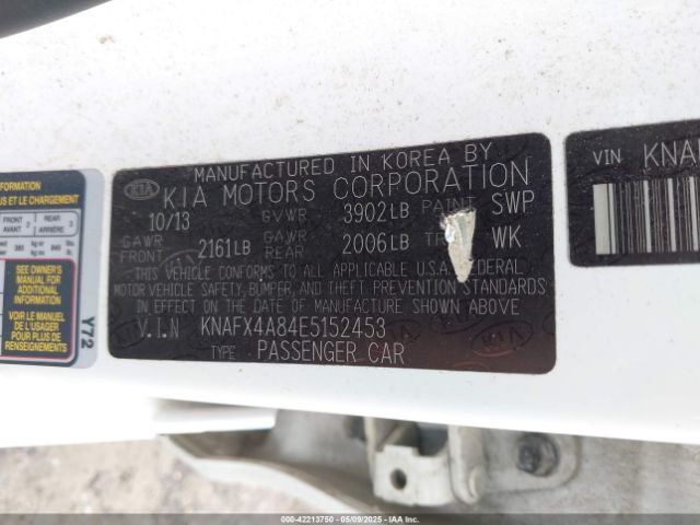 KNAFX4A84E5152453 KIA FORTE EX