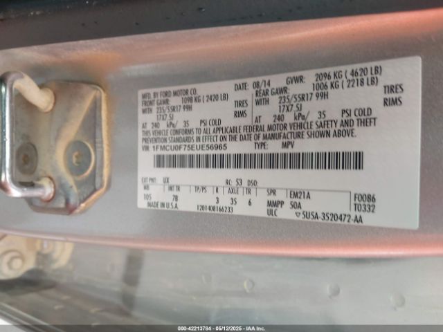 1FMCU0F75EUE56965 Ford ESCAPE S