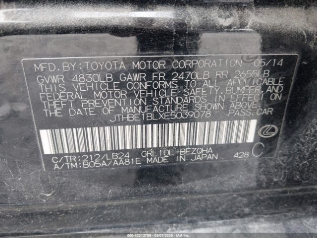 JTHBE1BLXE5039078 Lexus GS 350