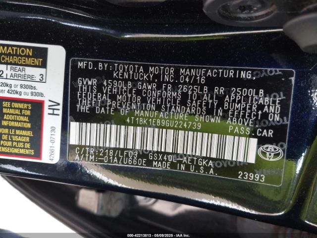 4T1BK1EB9GU224739 Toyota 2gr-fe