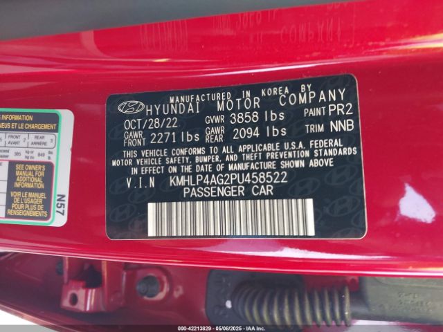 KMHLP4AG2PU458522 Hyundai Elantra Limited