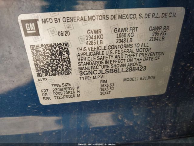 2020 CHEVROLET TRAX 3GNCJLSB6LL288423 Photo 8
