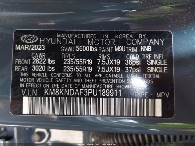KM8KNDAF3PU189911 Hyundai Ioniq 5 Sel