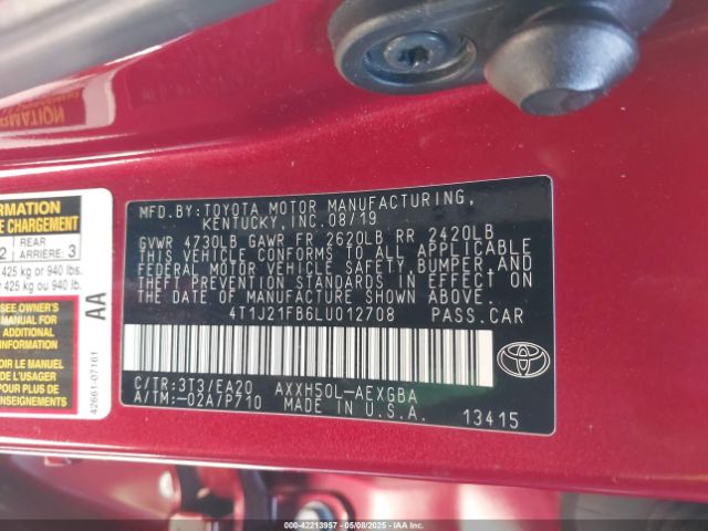 2020 TOYOTA AVALON HYBRID 4T1J21FB6LU012708 Photo 8