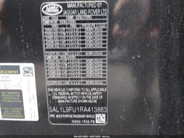 SAL1L9FU1RA413863 Land Rover Range Rover Sport Dynamic Se