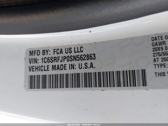 1C6SRFJP0SN562863 RAM 1500 Laramie  4x4 5'7 Box