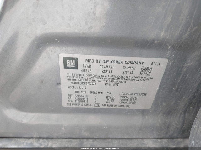 KL4CJBSB5EB702020 Buick Encore Convenience