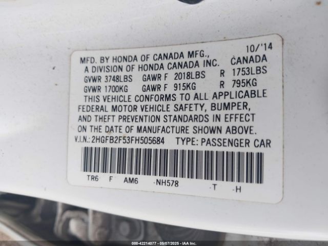 2HGFB2F53FH505684 Honda Civic Lx