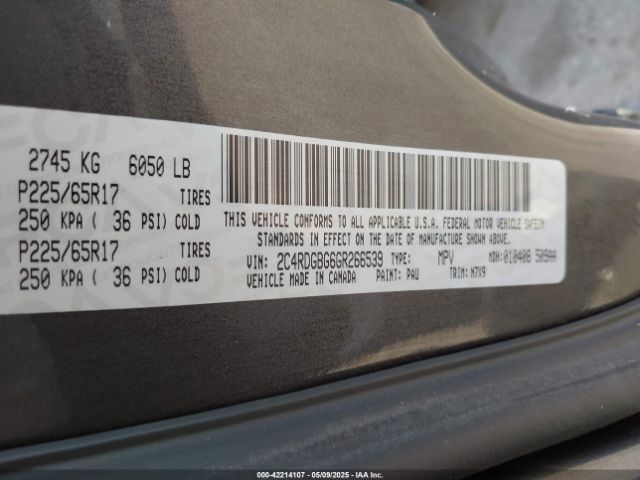 2C4RDGBG6GR266539 Dodge Grand Caravan Se Plus