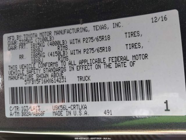 5TFBY5F16HX614231 Toyota Tundra Limited 5.7l V8