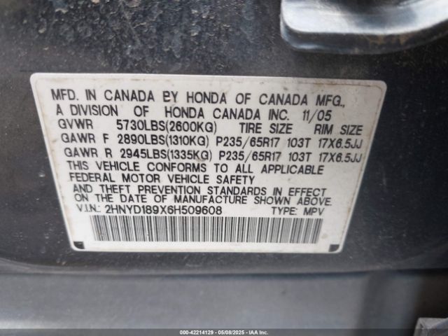2006 ACURA MDX 2HNYD189X6H509608 Photo 8