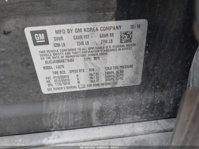 KL4CJASB6KB776469 Buick Encore Fwd Preferred