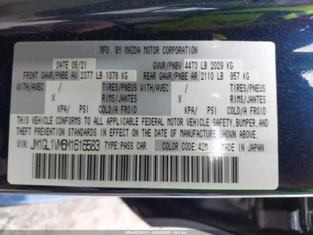 JM1GL1VM6M1616583 Mazda Mazda6 Touring