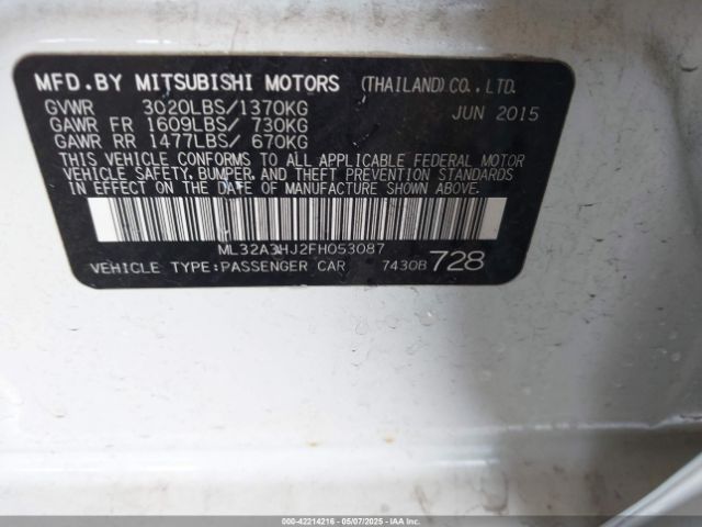 2015 MITSUBISHI MIRAGE ML32A3HJ2FH053087 Photo 8