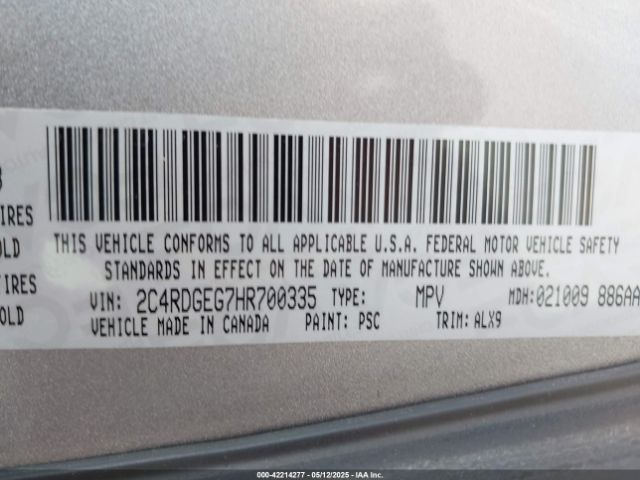 2C4RDGEG7HR700335 Dodge Grand Caravan Gt
