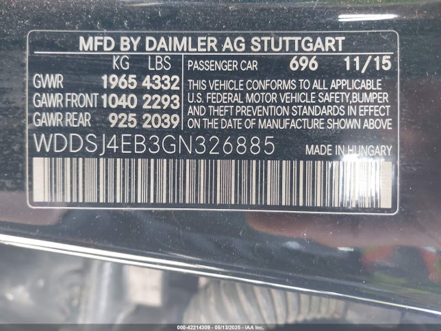 WDDSJ4EB3GN326885 Mercedes-Benz CLA-Class