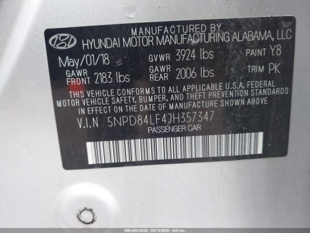 5NPD84LF4JH357347 Hyundai Elantra Value Edition