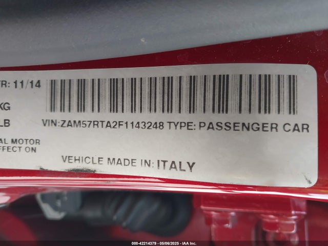 ZAM57RTA2F1143248 Maserati Ghibli S Q4