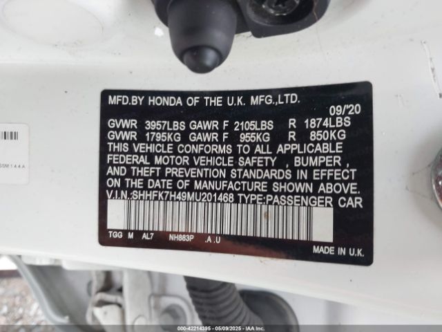 SHHFK7H49MU201468 Honda Civic Sport