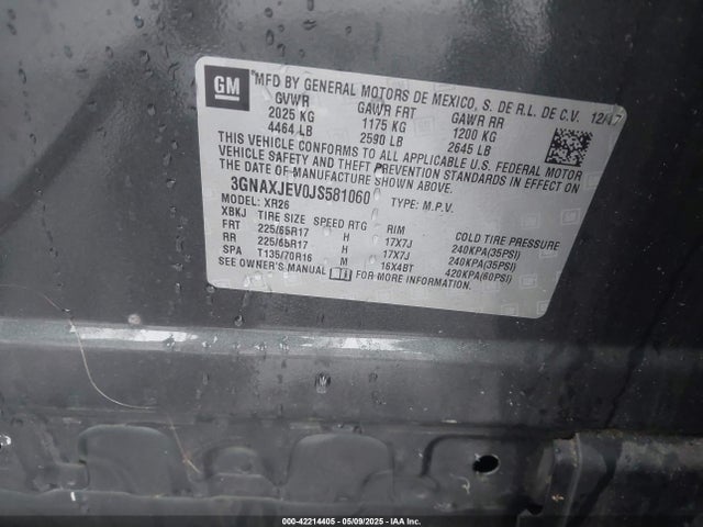 Chevrolet EQUINOX LT 2018 3GNAXJEV0JS581060 Image 9