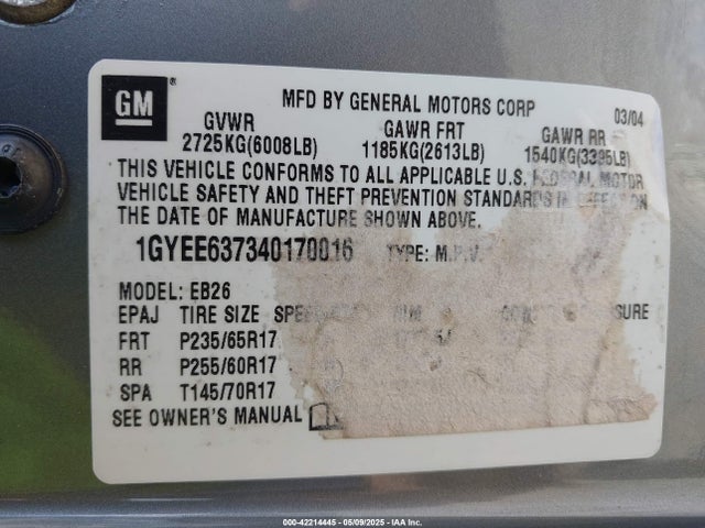 2004 CADILLAC SRX 1GYEE637340170016 Photo 8