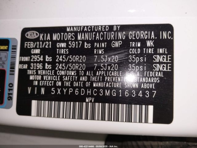 5XYP6DHC3MG163437 KIA Telluride S