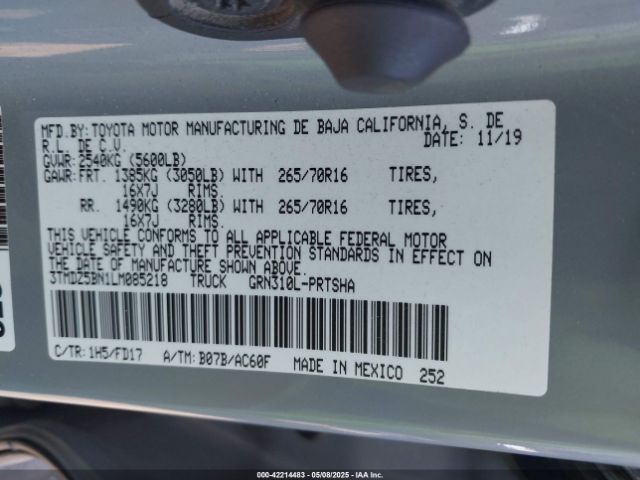 3TMDZ5BN1LM085218 Toyota Tacoma Trd Off-road