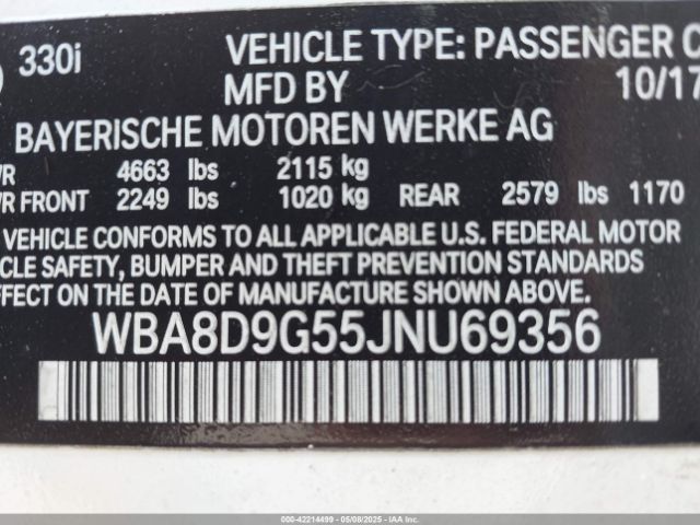 WBA8D9G55JNU69356 BMW 330i Xdrive