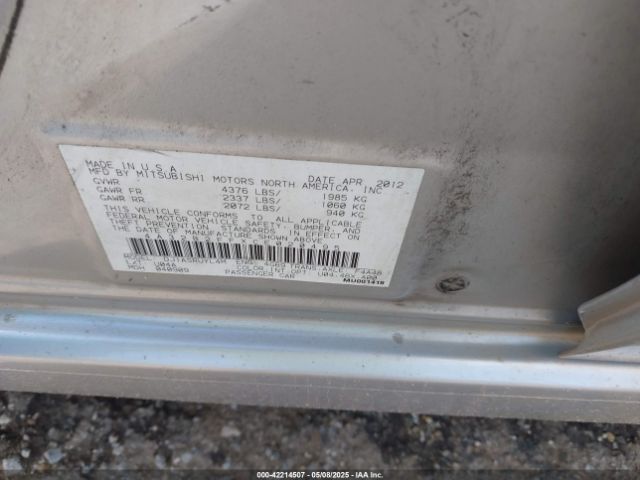 2012 MITSUBISHI GALANT 4A32B2FFXCE020495 Photo 8