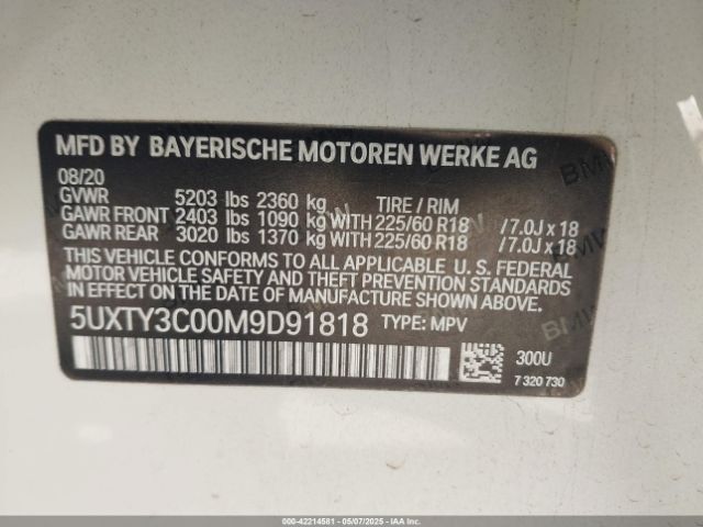 2021 BMW X3 5UXTY3C00M9D91818 Photo 8