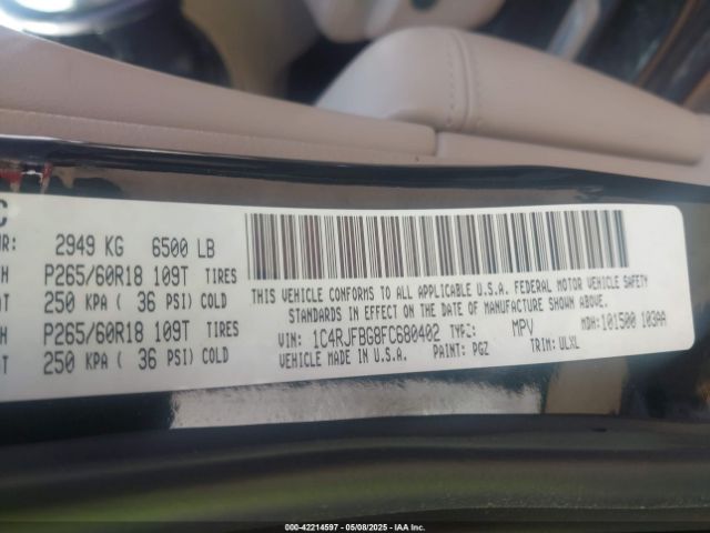 2015 JEEP GRAND CHEROKEE 1C4RJFBG8FC680402 Photo 8