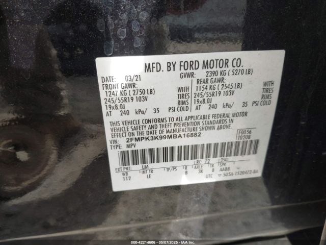 2FMPK3K99MBA16882 Ford Edge Titanium